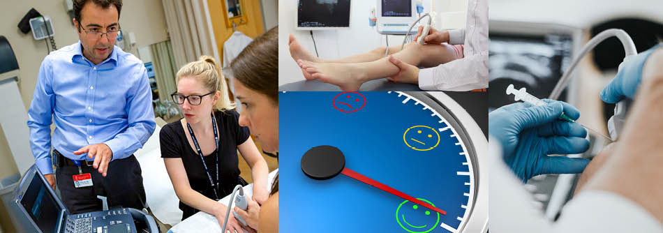 Series of images showing musculoskeletal ultrasound.