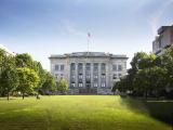 Harvard Medical School Quad with Gordon Hall in the background
