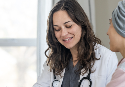 patient and doctor talking.