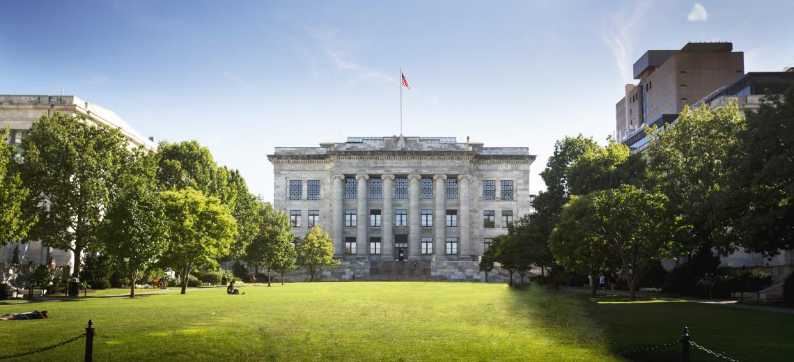 Harvard Medical School Quad with Gordon Hall in Background